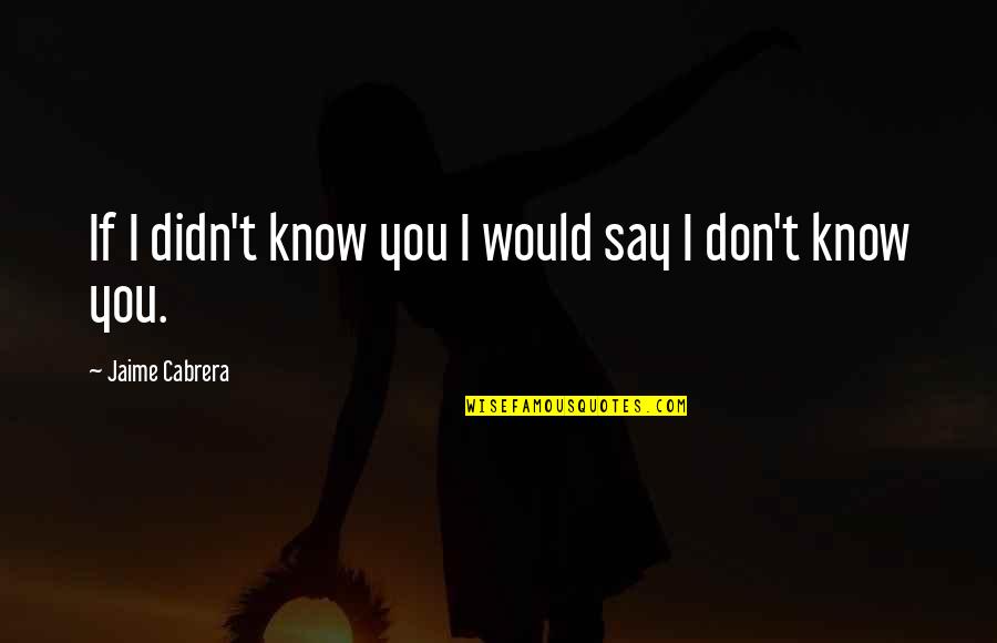 Knowing A Person Quotes By Jaime Cabrera: If I didn't know you I would say Knowing A Person Quotes By Jaime Cabrera: If I didn't know you I would say