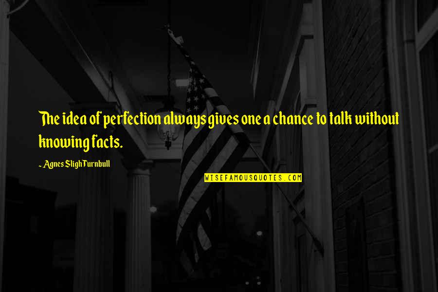 Knowing All The Facts Quotes By Agnes Sligh Turnbull: The idea of perfection always gives one a