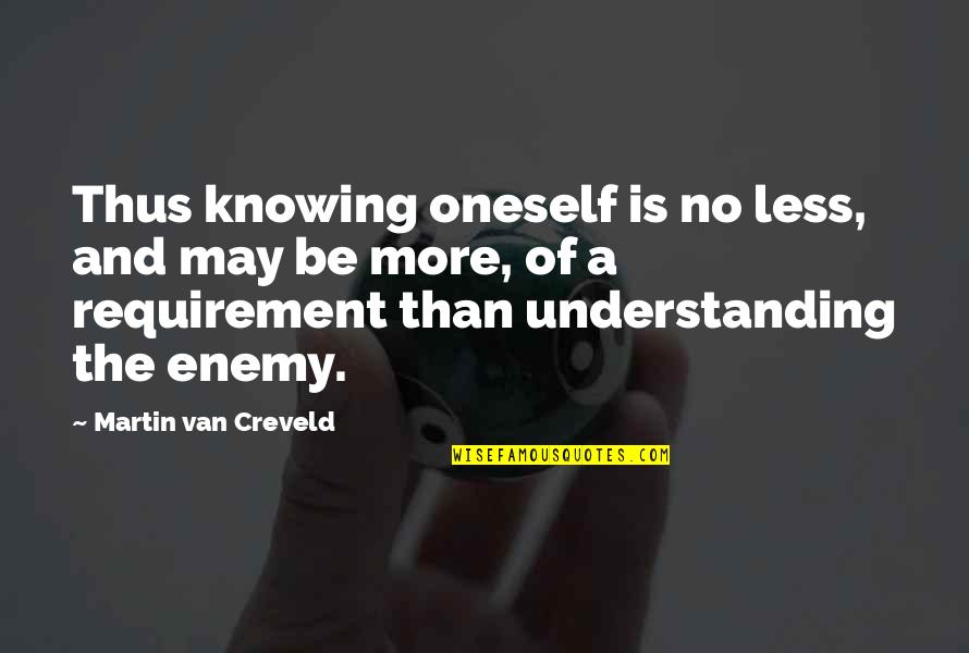 Knowing And Understanding Quotes By Martin Van Creveld: Thus knowing oneself is no less, and may