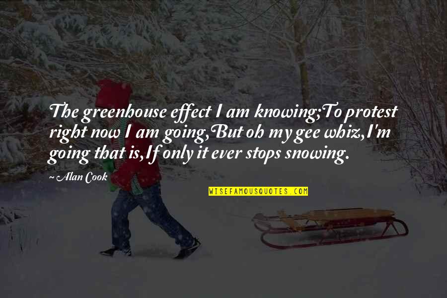 Knowing It's Not Over Quotes By Alan Cook: The greenhouse effect I am knowing;To protest right