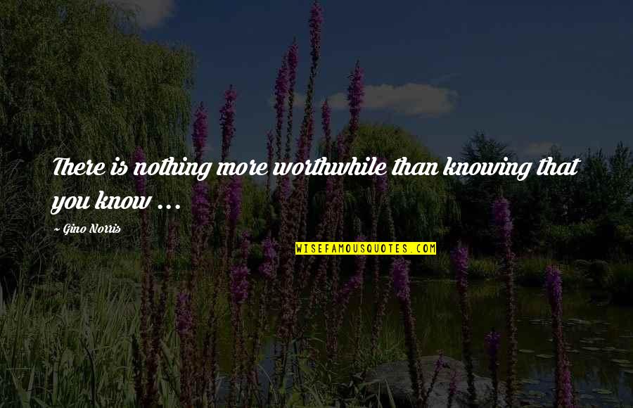 Knowing Nothing Quotes By Gino Norris: There is nothing more worthwhile than knowing that