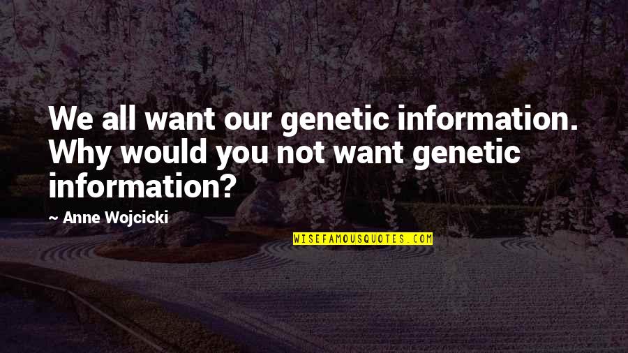 Knowing Scripture Quotes By Anne Wojcicki: We all want our genetic information. Why would