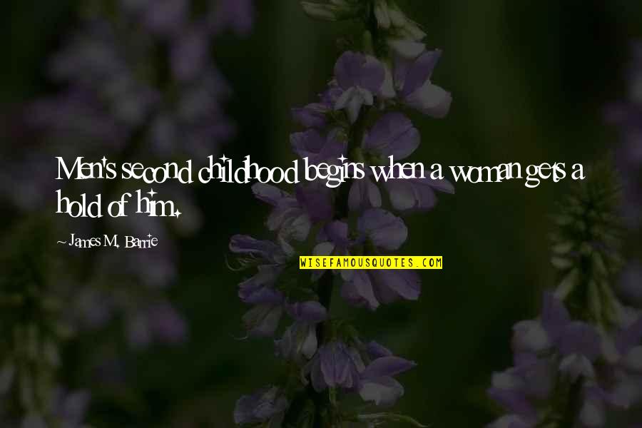 Knowing Someone's Secret Quotes By James M. Barrie: Men's second childhood begins when a woman gets