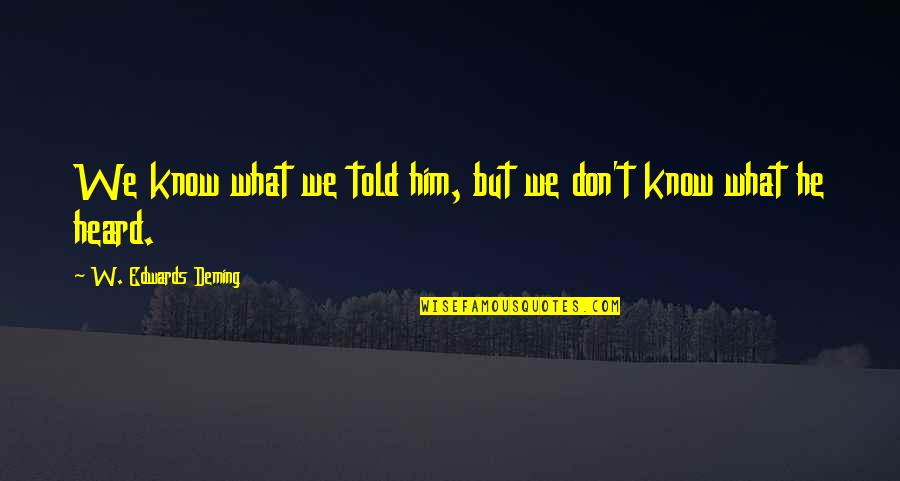 Knowing Someone's Secret Quotes By W. Edwards Deming: We know what we told him, but we