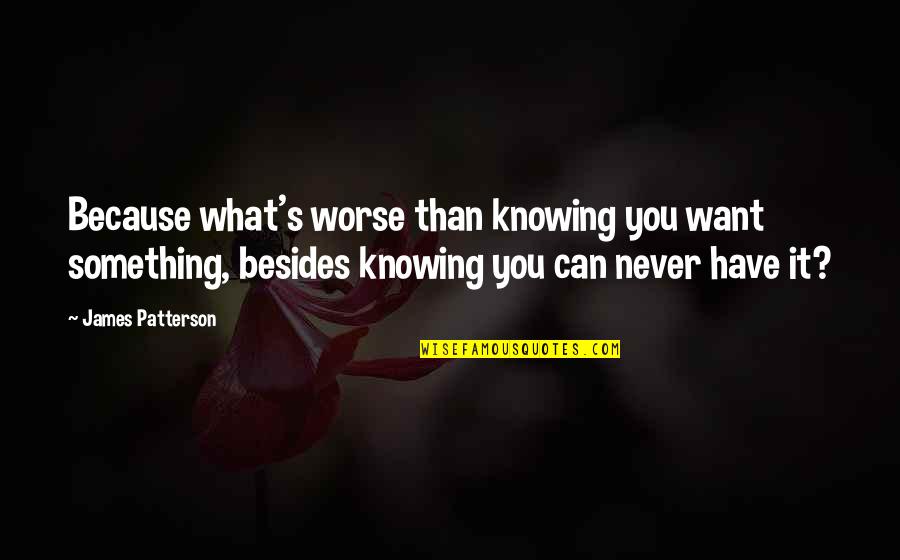 Knowing Something Quotes By James Patterson: Because what's worse than knowing you want something,