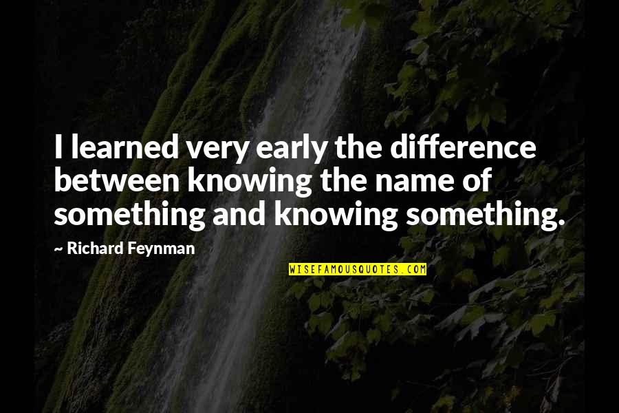 Knowing Something Quotes By Richard Feynman: I learned very early the difference between knowing