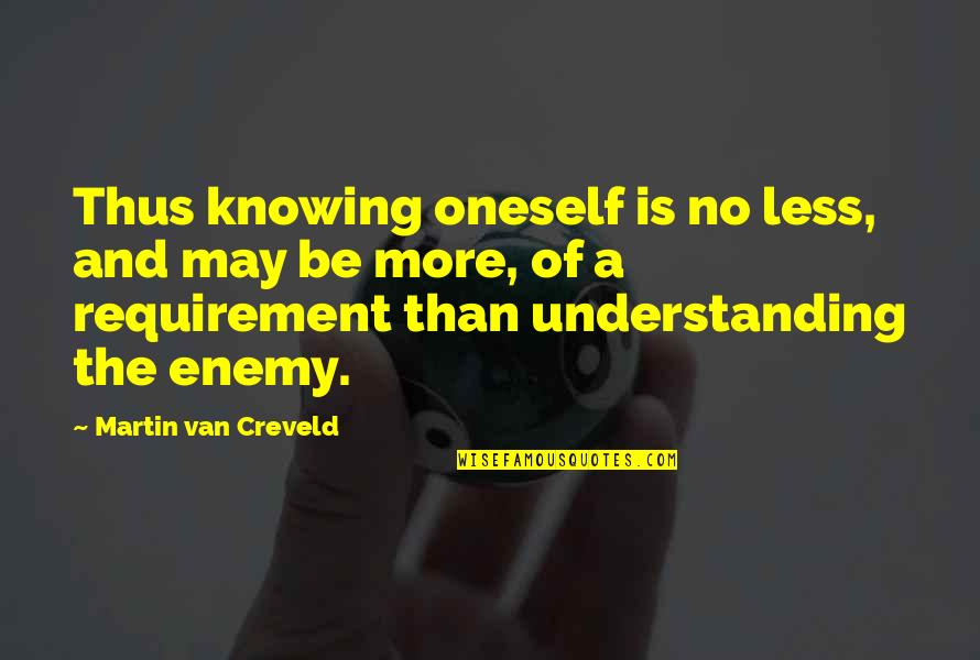 Knowing The Enemy Quotes By Martin Van Creveld: Thus knowing oneself is no less, and may