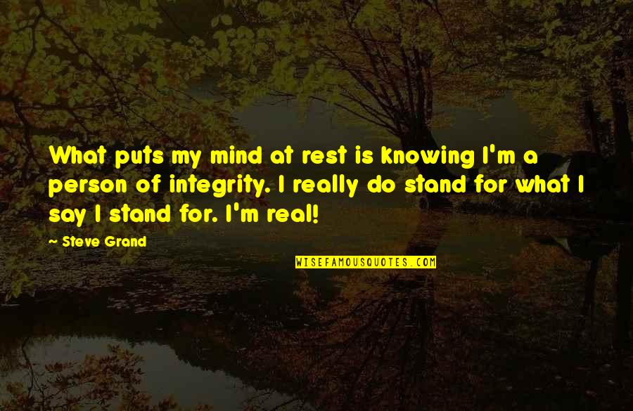 Knowing The Real Person Quotes By Steve Grand: What puts my mind at rest is knowing