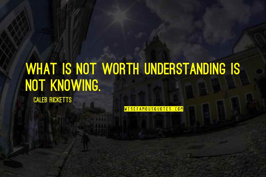 Knowing What Your Worth Quotes By Caleb Ricketts: What is not worth understanding is not knowing.