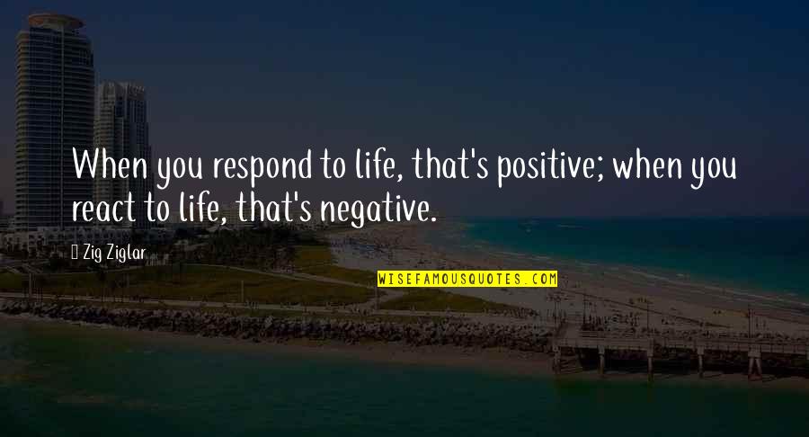 Knowing What's Right And Wrong Quotes By Zig Ziglar: When you respond to life, that's positive; when