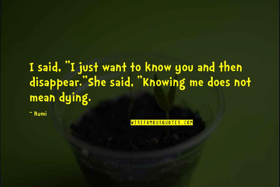 Knowing You Are Dying Quotes By Rumi: I said, "I just want to know you