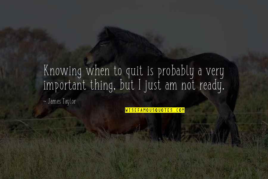 Knowing You Is The Best Thing Ever Quotes By James Taylor: Knowing when to quit is probably a very