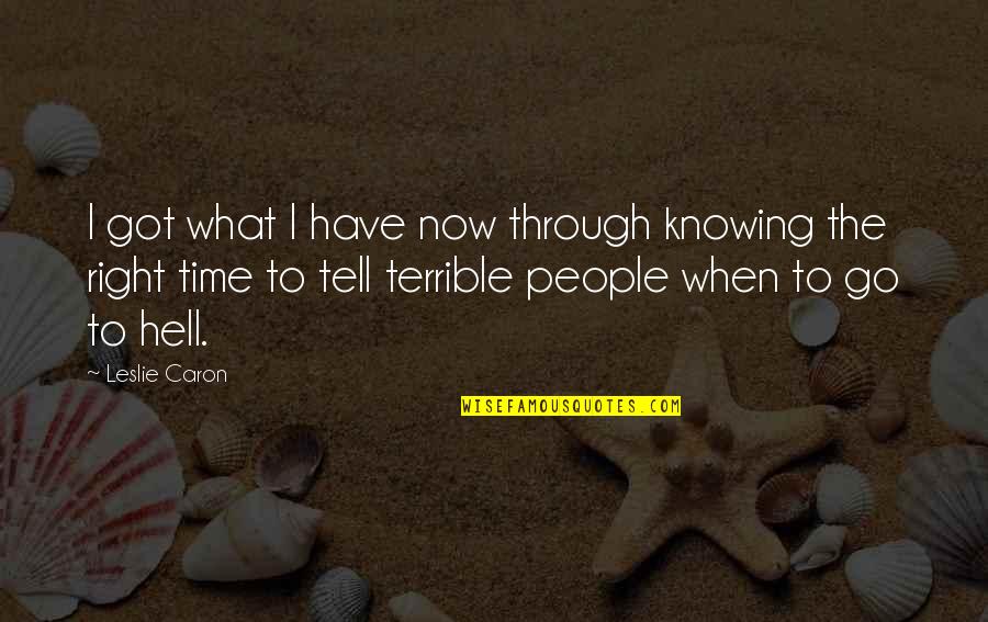 Knowing You Were Right Quotes By Leslie Caron: I got what I have now through knowing
