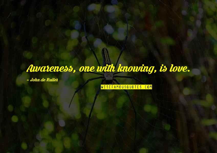 Knowing Your With The One You Love Quotes By John De Ruiter: Awareness, one with knowing, is love.