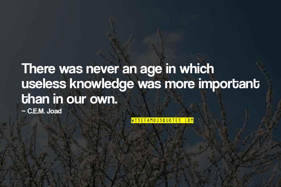 Knowledge Age Quotes By C.E.M. Joad: There was never an age in which useless