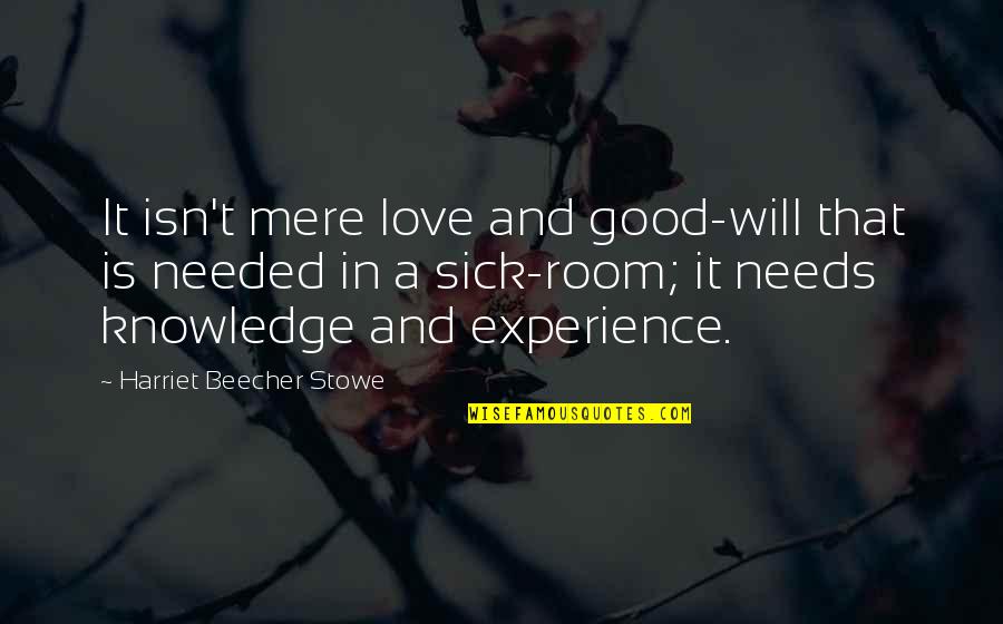 Knowledge And Experience Quotes By Harriet Beecher Stowe: It isn't mere love and good-will that is