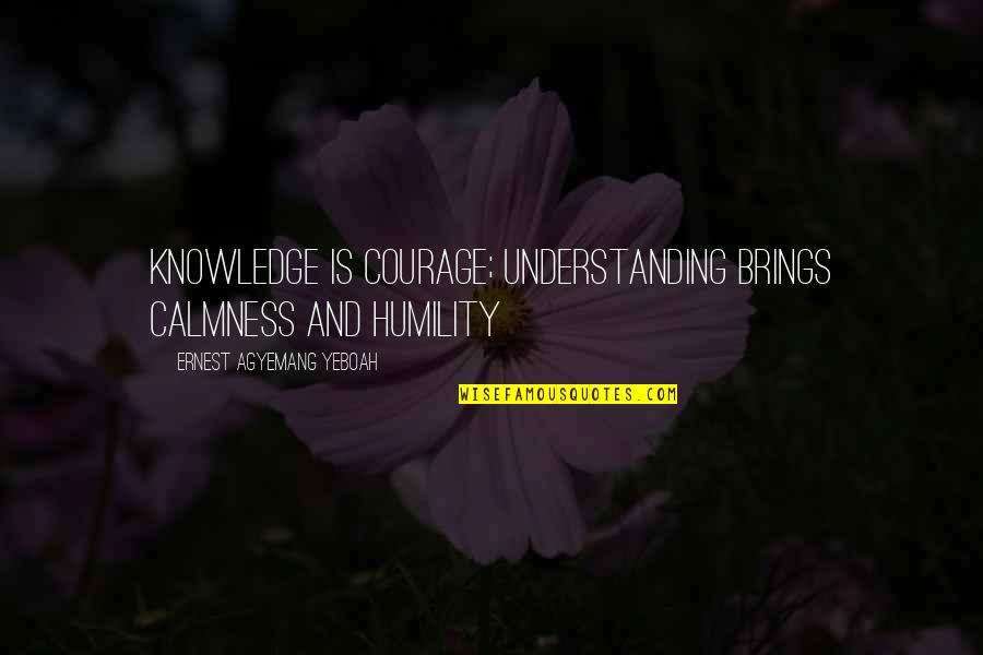 Knowledge And Ignorance Quotes By Ernest Agyemang Yeboah: Knowledge is courage; understanding brings calmness and humility