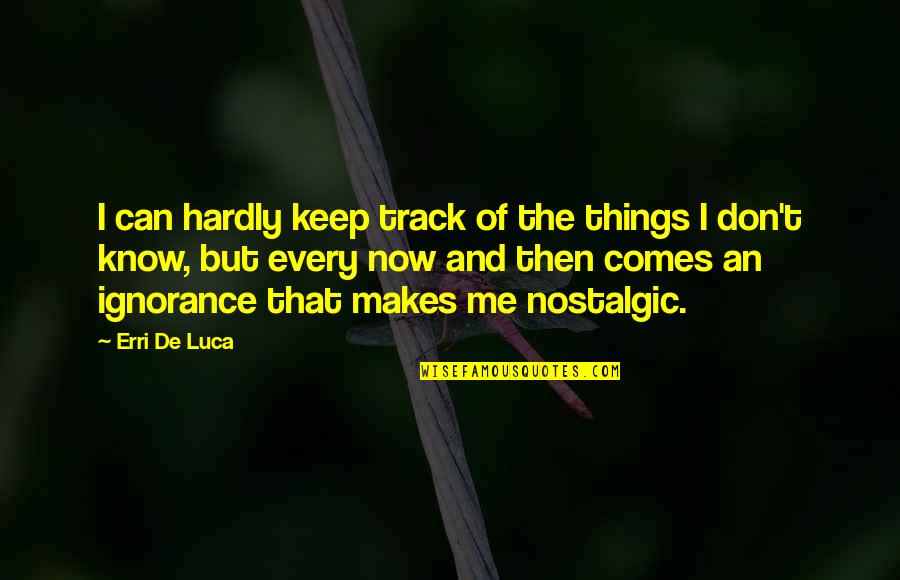 Knowledge And Ignorance Quotes By Erri De Luca: I can hardly keep track of the things