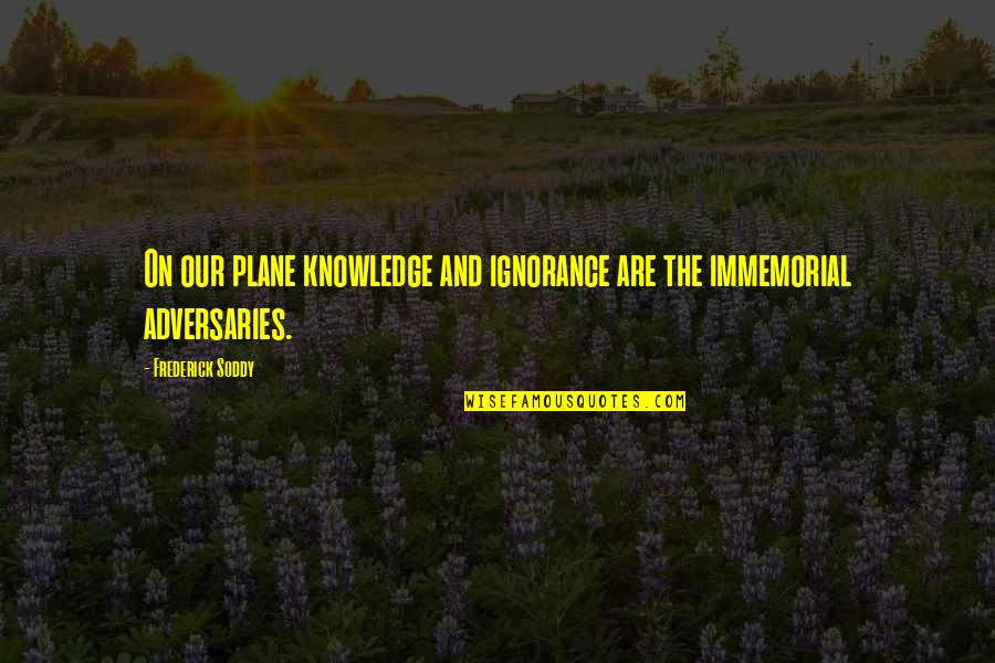 Knowledge And Ignorance Quotes By Frederick Soddy: On our plane knowledge and ignorance are the