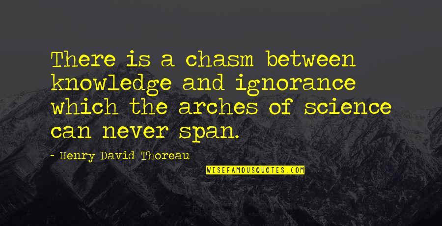 Knowledge And Ignorance Quotes By Henry David Thoreau: There is a chasm between knowledge and ignorance