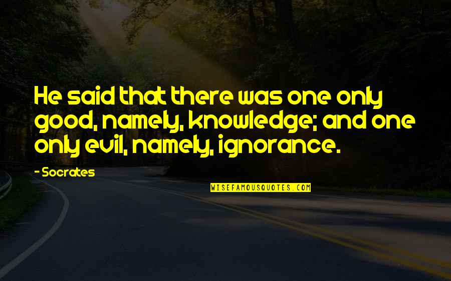 Knowledge And Ignorance Quotes By Socrates: He said that there was one only good,