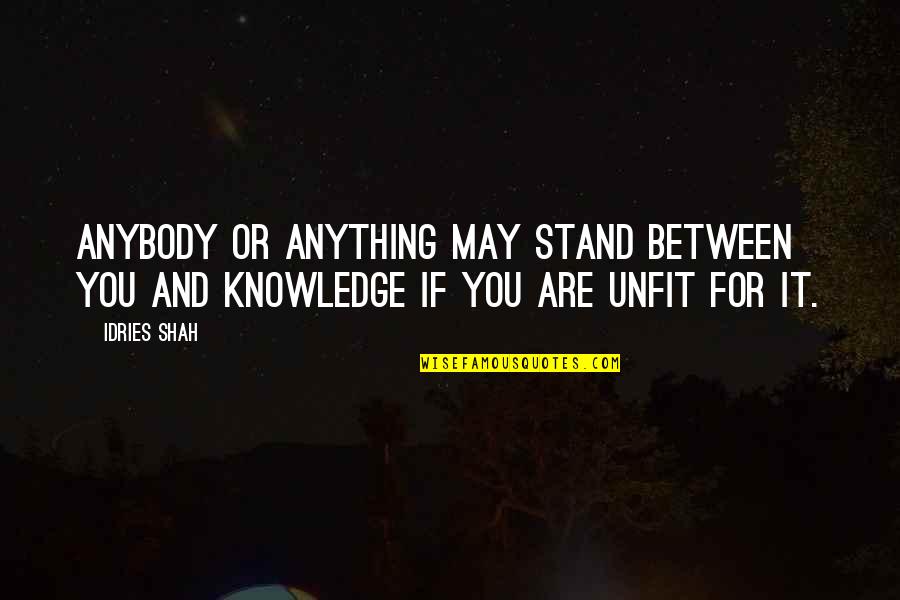 Knowledge And Learning Quotes By Idries Shah: Anybody or anything may stand between you and