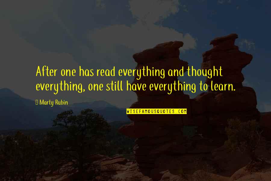 Knowledge And Learning Quotes By Marty Rubin: After one has read everything and thought everything,