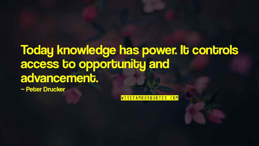 Knowledge And Power Quotes By Peter Drucker: Today knowledge has power. It controls access to