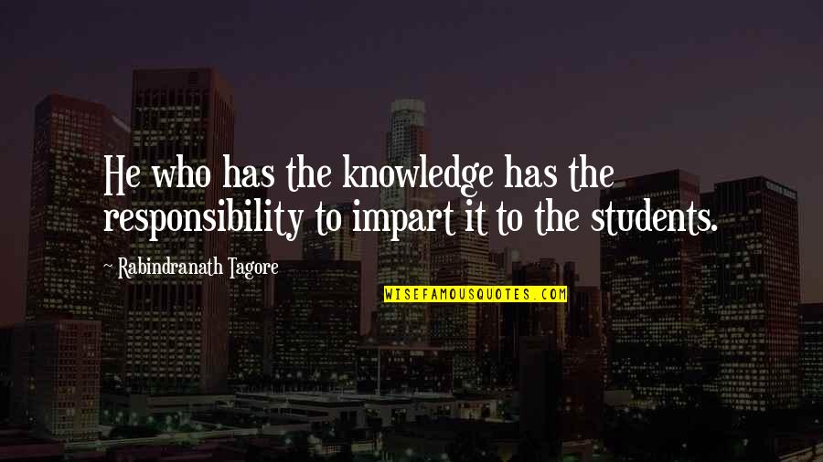 Knowledge And Responsibility Quotes By Rabindranath Tagore: He who has the knowledge has the responsibility Knowledge And Responsibility Quotes By Rabindranath Tagore: He who has the knowledge has the responsibility