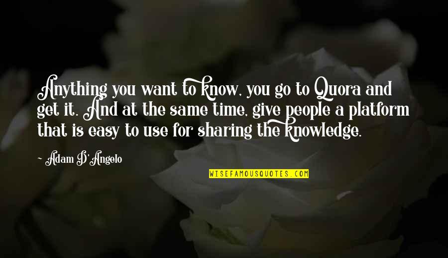 Knowledge And Sharing Quotes By Adam D'Angelo: Anything you want to know, you go to