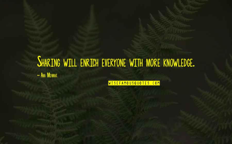 Knowledge And Sharing Quotes By Ana Monnar: Sharing will enrich everyone with more knowledge.