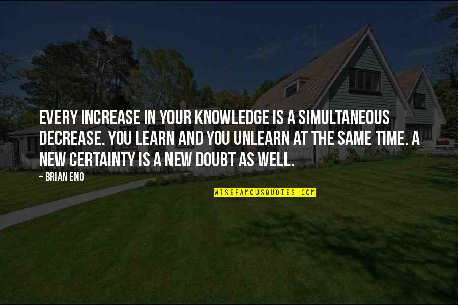 Knowledge And Time Quotes By Brian Eno: Every increase in your knowledge is a simultaneous
