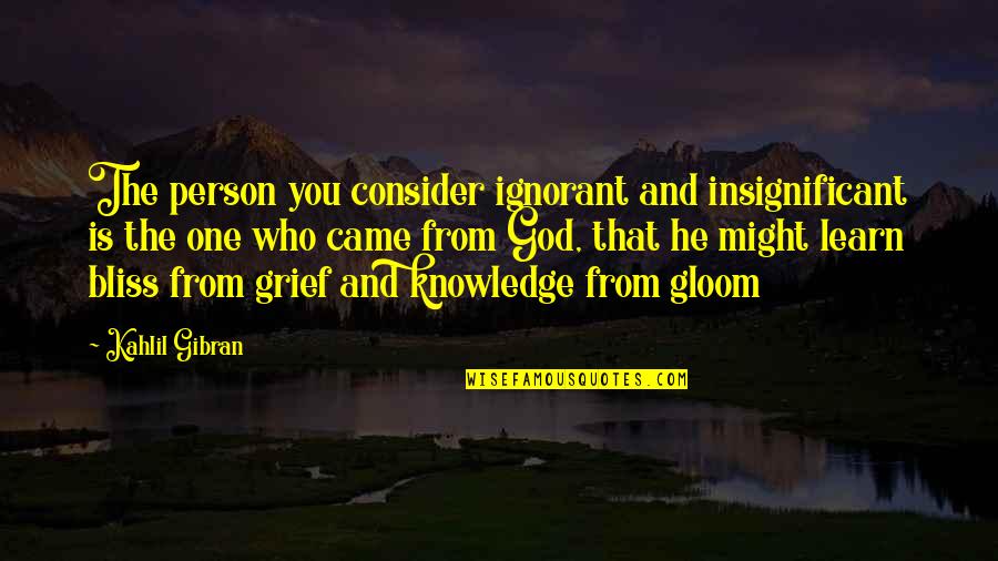 Knowledge Gibran Quotes By Kahlil Gibran: The person you consider ignorant and insignificant is