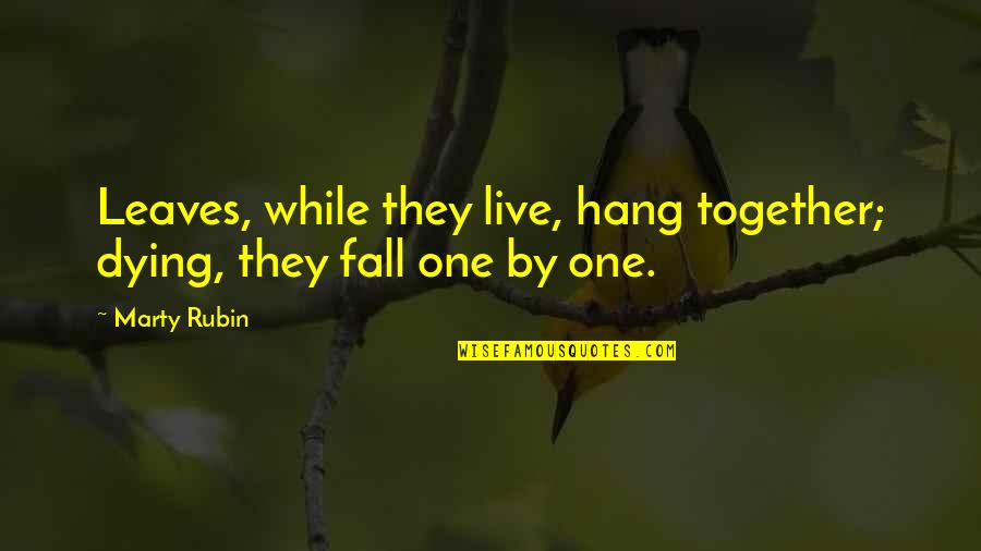 Knowledge Gibran Quotes By Marty Rubin: Leaves, while they live, hang together; dying, they