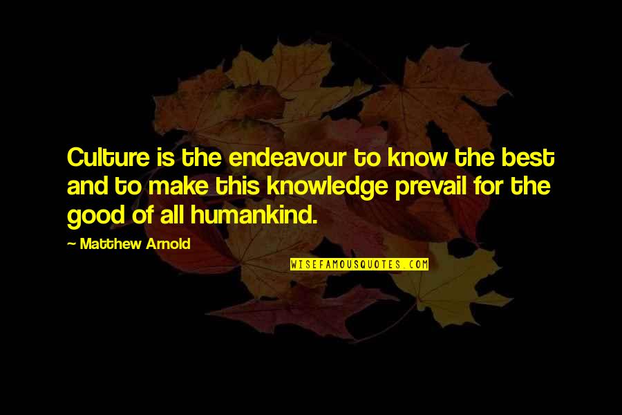Knowledge Is Good Quotes By Matthew Arnold: Culture is the endeavour to know the best