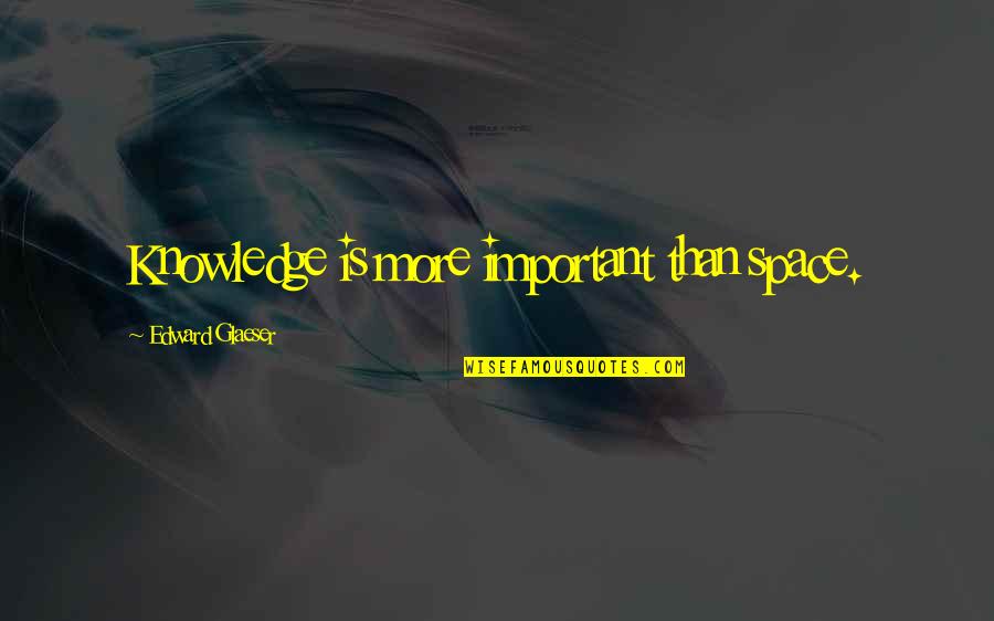 Knowledge Is Important Quotes By Edward Glaeser: Knowledge is more important than space.