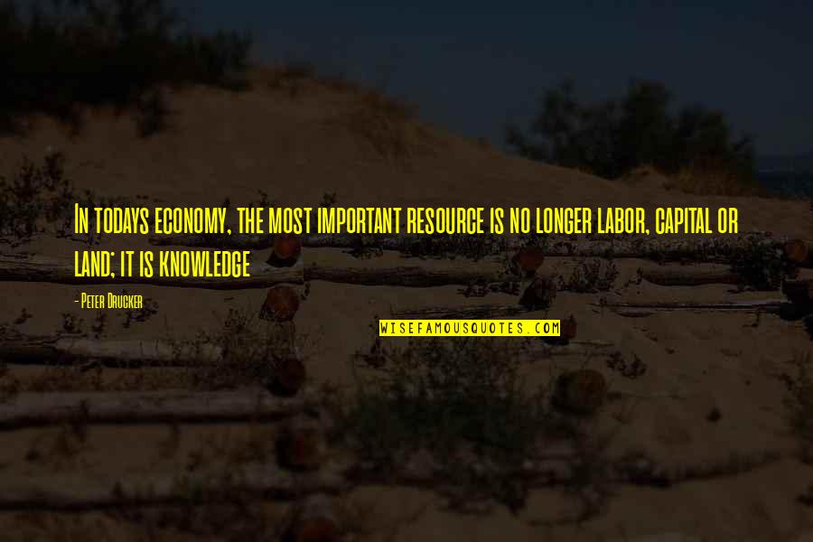 Knowledge Is Important Quotes By Peter Drucker: In todays economy, the most important resource is