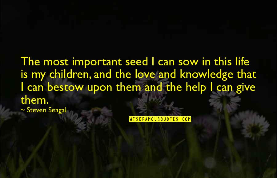 Knowledge Is Important Quotes By Steven Seagal: The most important seed I can sow in