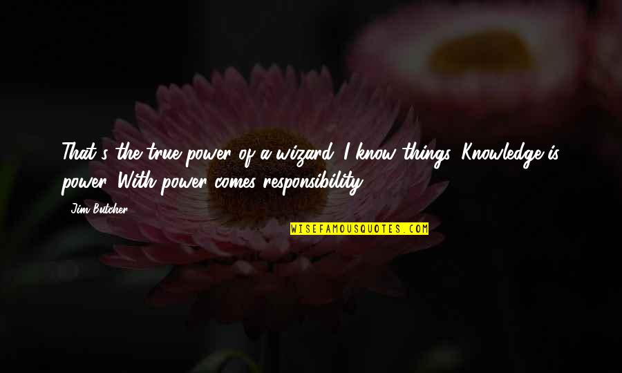 Knowledge Is Responsibility Quotes By Jim Butcher: That's the true power of a wizard. I