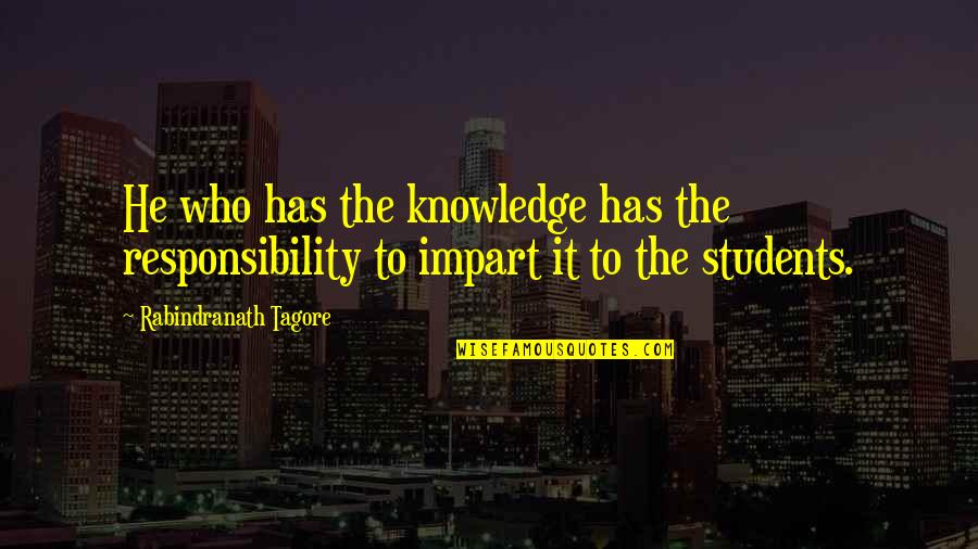 Knowledge Is Responsibility Quotes By Rabindranath Tagore: He who has the knowledge has the responsibility
