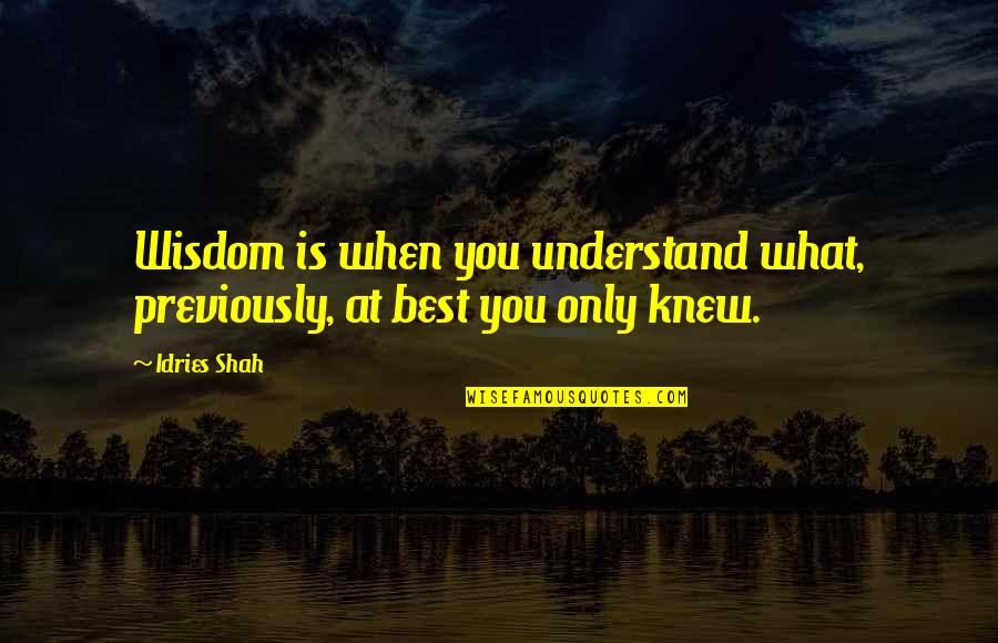 Knowledge Is Wisdom Quotes By Idries Shah: Wisdom is when you understand what, previously, at
