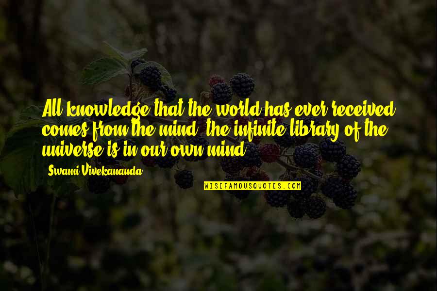 Knowledge Of Mind Quotes By Swami Vivekananda: All knowledge that the world has ever received Knowledge Of Mind Quotes By Swami Vivekananda: All knowledge that the world has ever received