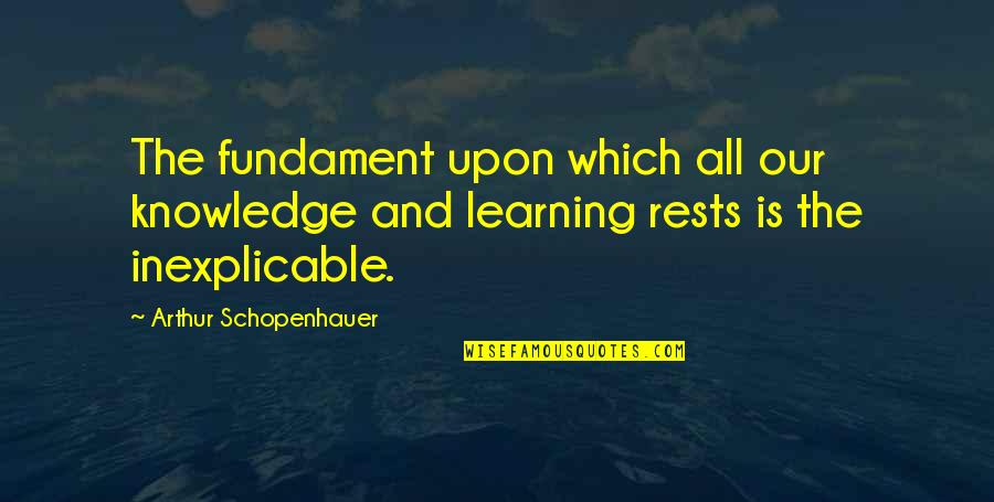 Knowledge Quotes By Arthur Schopenhauer: The fundament upon which all our knowledge and