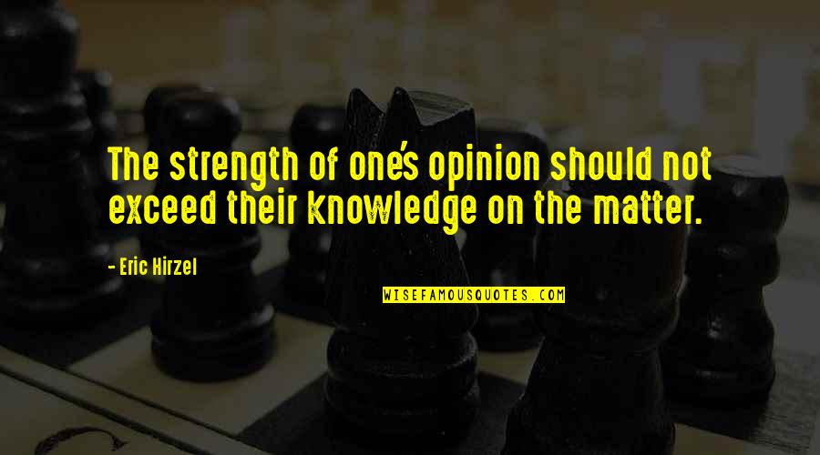 Knowledge Science Quotes By Eric Hirzel: The strength of one's opinion should not exceed