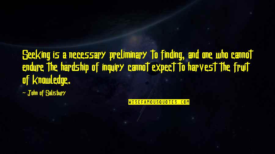 Knowledge Seeking Quotes By John Of Salisbury: Seeking is a necessary preliminary to finding, and