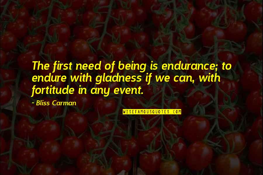 Known You Forever Quotes By Bliss Carman: The first need of being is endurance; to