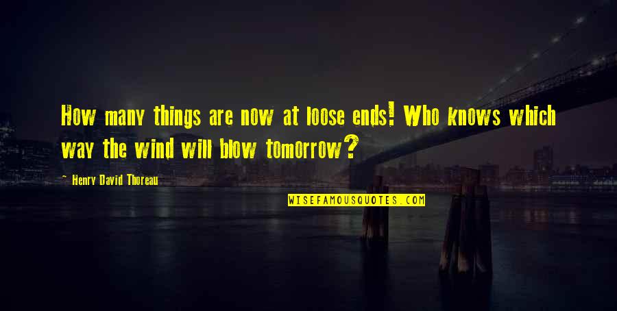 Knows Tomorrow Quotes By Henry David Thoreau: How many things are now at loose ends!