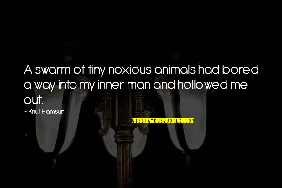 Knut Hamsun Quotes By Knut Hamsun: A swarm of tiny noxious animals had bored Knut Hamsun Quotes By Knut Hamsun: A swarm of tiny noxious animals had bored