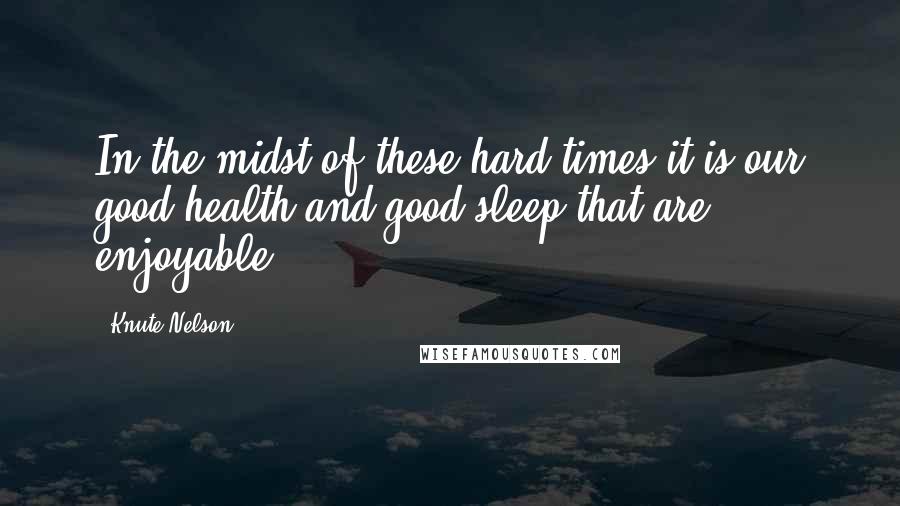 Knute Nelson quotes: In the midst of these hard times it is our good health and good sleep that are enjoyable.