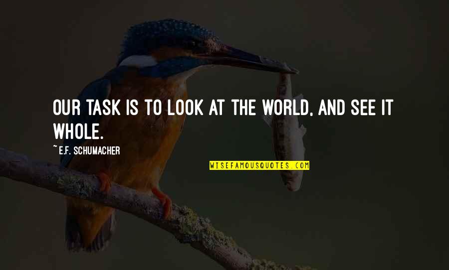 Kobi Farhi Quotes By E.F. Schumacher: Our task is to look at the world,